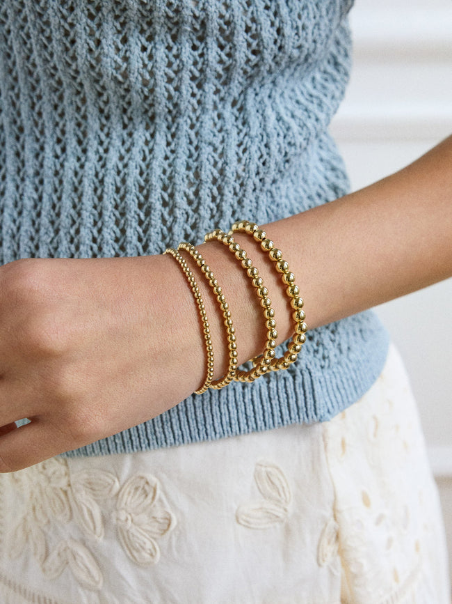 Fjorna | Women's Bracelet Gold 14K Beaded Waterproof Stretch Fit 1