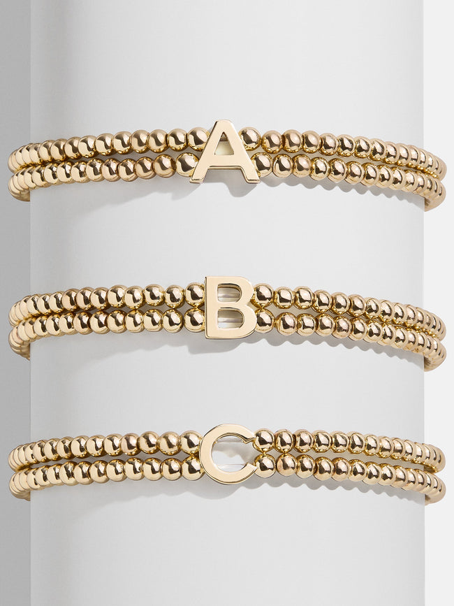 Fjorna | Women's Bracelet Gold Pisa Beads Personalized Initial Gold 0