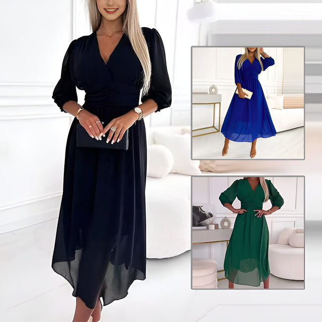 Fjorna | Women's Chiffon Dress Light Blue Size M Silk Summer Dress 1