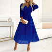 Fjorna | Women's Chiffon Dress Light Blue Size M Silk Summer Dress 2