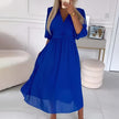 Fjorna | Women's Chiffon Dress Light Blue Size M Silk Summer Dress 4