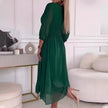 Fjorna | Women's Chiffon Dress Light Blue Size M Silk Summer Dress 5