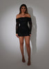 Fjorna | Women's Cocktail Dress Black Size S Glitter Mesh Off Shoulder 2