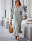 Fjorna | Women's Dress White Linen Oversized Puff Sleeve Size S 1