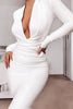 Fjorna | Women's Dress White Pearl Bandage Knee-Length Polyester 3