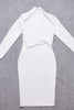 Fjorna | Women's Dress White Pearl Bandage Knee-Length Polyester 5