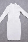 Fjorna | Women's Dress White Pearl Bandage Knee-Length Polyester 6