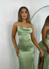 Fjorna | Women's Evening Dress Mint Satin Size S Luxurious with Split 3