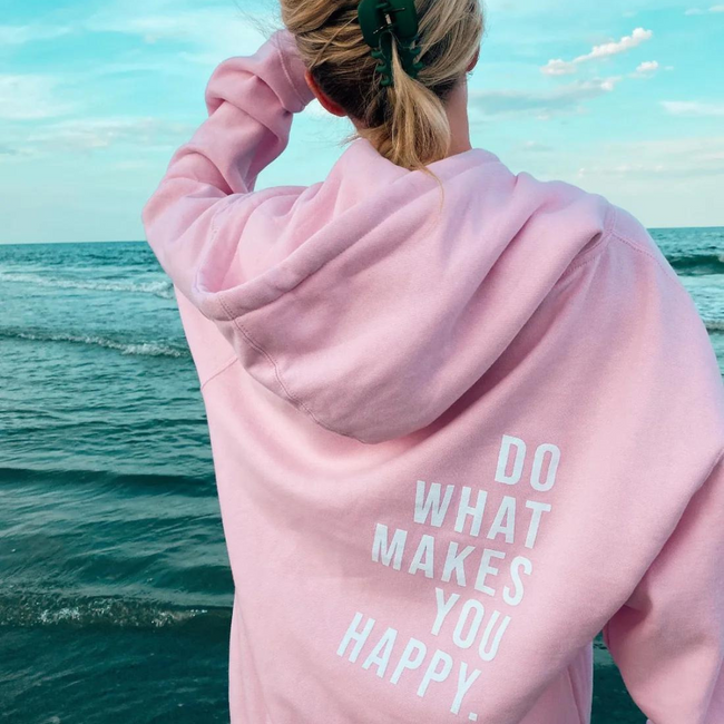 Fjorna | Women's Hooded Sweater Pastel Pink Polyester with Text Print 0