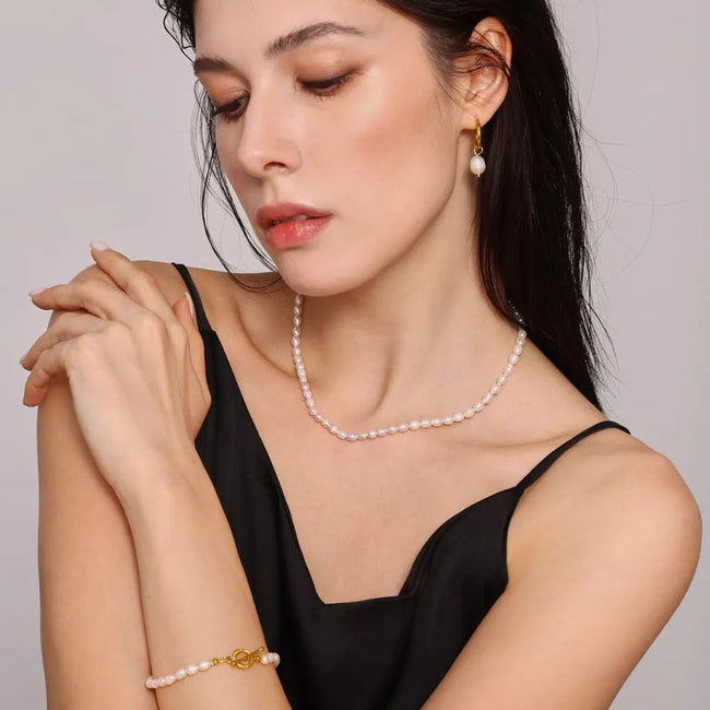 Fjorna | Women's Jewelry Set White Freshwater Pearl 18K Gold-Plated 0