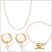 Fjorna | Women's Jewelry Set White Freshwater Pearl 18K Gold-Plated 1