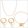 Fjorna | Women's Jewelry Set White Freshwater Pearl 18K Gold-Plated 1
