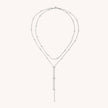 Fjorna | Women's Lariat Necklace Silver Beaded Chain Adjustable 16-18 Inches 0