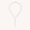 Fjorna | Women's Lariat Necklace Silver Beaded Chain Adjustable 16-18 Inches 0