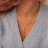 Fjorna | Women's Lariat Necklace Silver Beaded Chain Adjustable 16-18 Inches 2