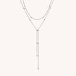 Fjorna | Women's Lariat Necklace Silver Beaded Chain Adjustable 16-18 Inches 3