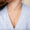 Fjorna | Women's Lariat Necklace Silver Beaded Chain Adjustable 16-18 Inches 5