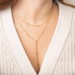 Fjorna | Women's Lariat Necklace Silver Beaded Chain Adjustable 16-18 Inches 7