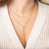 Fjorna | Women's Lariat Necklace Silver Beaded Chain Adjustable 16-18 Inches 7