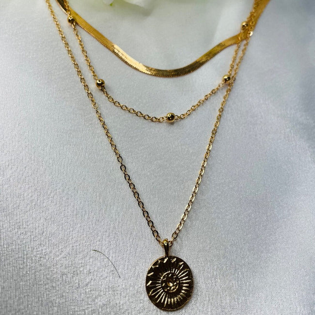 Fjorna | Women's Layered Necklace Set Gold 18k Plated Metal 1