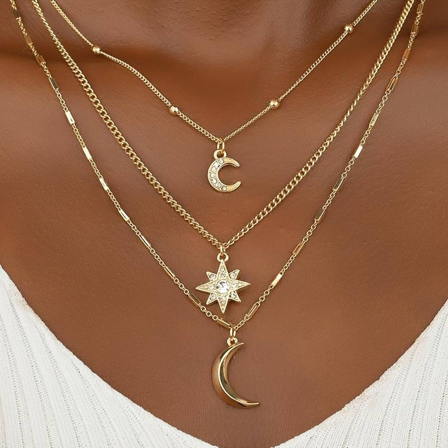 Fjorna | Women's Layered Necklace Set Gold Handmade 18k Plated 1