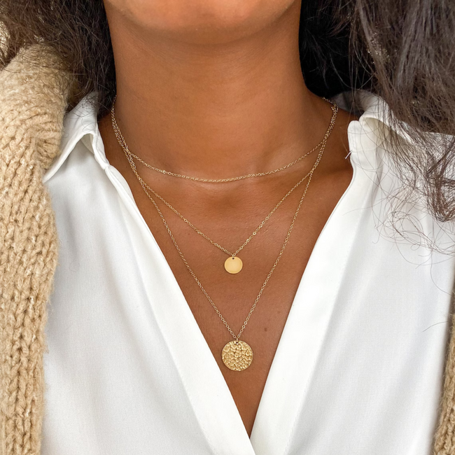 Fjorna | Women's Layered Necklace Set Gold Plated Handmade 0