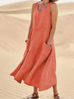 Fjorna | Women's Linen Dress White Relaxed Fit Summer Style 2