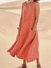 Fjorna | Women's Linen Dress White Relaxed Fit Summer Style 2