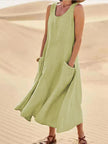 Fjorna | Women's Linen Dress White Relaxed Fit Summer Style 5