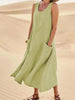 Fjorna | Women's Linen Dress White Relaxed Fit Summer Style 5
