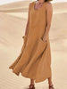 Fjorna | Women's Linen Dress White Relaxed Fit Summer Style 7