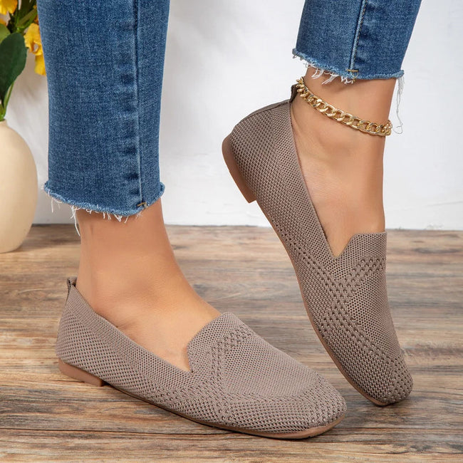 Fjorna | Women's Loafers Black Knit Slip-On Comfortable Flats 1