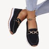 Fjorna | Women's Loafers Black Suede Orthopedic with Chain Detail 1