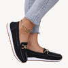 Fjorna | Women's Loafers Black Suede Orthopedic with Chain Detail 2
