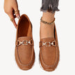 Fjorna | Women's Loafers Black Suede Orthopedic with Chain Detail 4