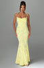 Fjorna | Women's Maxi Dress Lemon Floral Jacquard Size XS 0