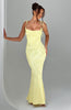 Fjorna | Women's Maxi Dress Lemon Floral Jacquard Size XS 4