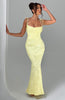Fjorna | Women's Maxi Dress Lemon Floral Jacquard Size XS 6