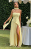 Fjorna | Women's Maxi Dress Lemon Non-Stretch Crepe with Thigh-High Split, Size S-M-L-XL 0