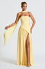 Fjorna | Women's Maxi Dress Lemon Non-Stretch Crepe with Thigh-High Split, Size S-M-L-XL 1