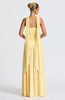 Fjorna | Women's Maxi Dress Lemon Non-Stretch Crepe with Thigh-High Split, Size S-M-L-XL 3