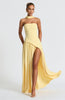 Fjorna | Women's Maxi Dress Lemon Non-Stretch Crepe with Thigh-High Split, Size S-M-L-XL 5