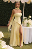 Fjorna | Women's Maxi Dress Lemon Non-Stretch Crepe with Thigh-High Split, Size S-M-L-XL 7