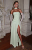 Fjorna | Women's Maxi Dress Mint Non-Stretch Crepe Formal Size M 2