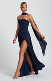 Fjorna | Women's Maxi Dress Navy Size M Crepe 2