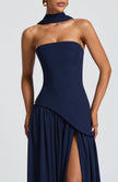 Fjorna | Women's Maxi Dress Navy Size M Crepe 4