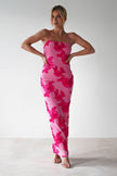 Fjorna | Women's Maxi Dress Pink Floral Mesh Polyester 0