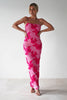 Fjorna | Women's Maxi Dress Pink Floral Mesh Polyester 0