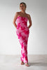 Fjorna | Women's Maxi Dress Pink Floral Mesh Polyester 1
