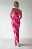 Fjorna | Women's Maxi Dress Pink Floral Mesh Polyester 3